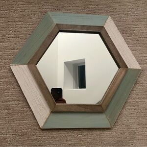 HEXAGON Wood Decorative Mirror 18”